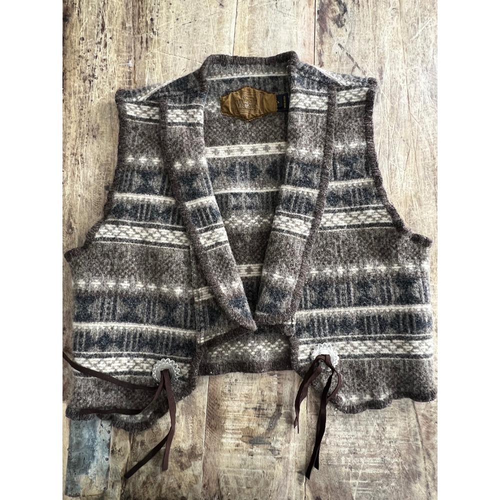 Vintage Woolrich Western Style Aztec Print‎ Grey Women's Vest Size L